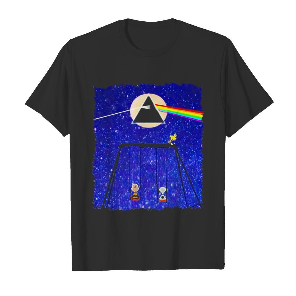 Snoopy Woodstock And Friend Watching Moon Pink Floyd shirt