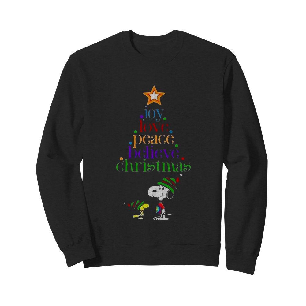 Snoopy and Charlie Brown joy love peace believe Christmas  Unisex Sweatshirt