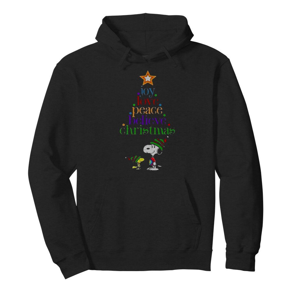 Snoopy and Charlie Brown joy love peace believe Christmas  Unisex Hoodie