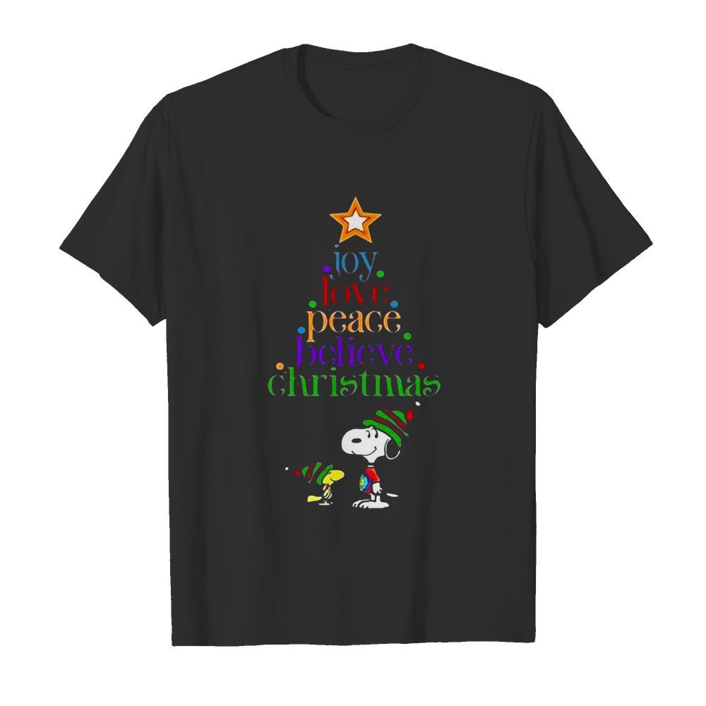 Snoopy and Charlie Brown joy love peace believe Christmas  Classic Men's T-shirt