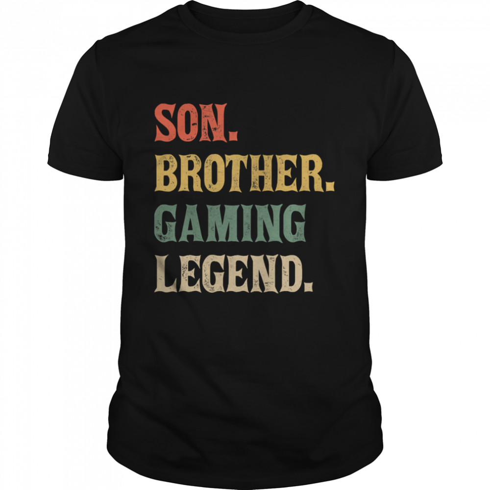 Son Brother Gaming Legend Vintage Teenage Boys 8 12 Year Old shirt