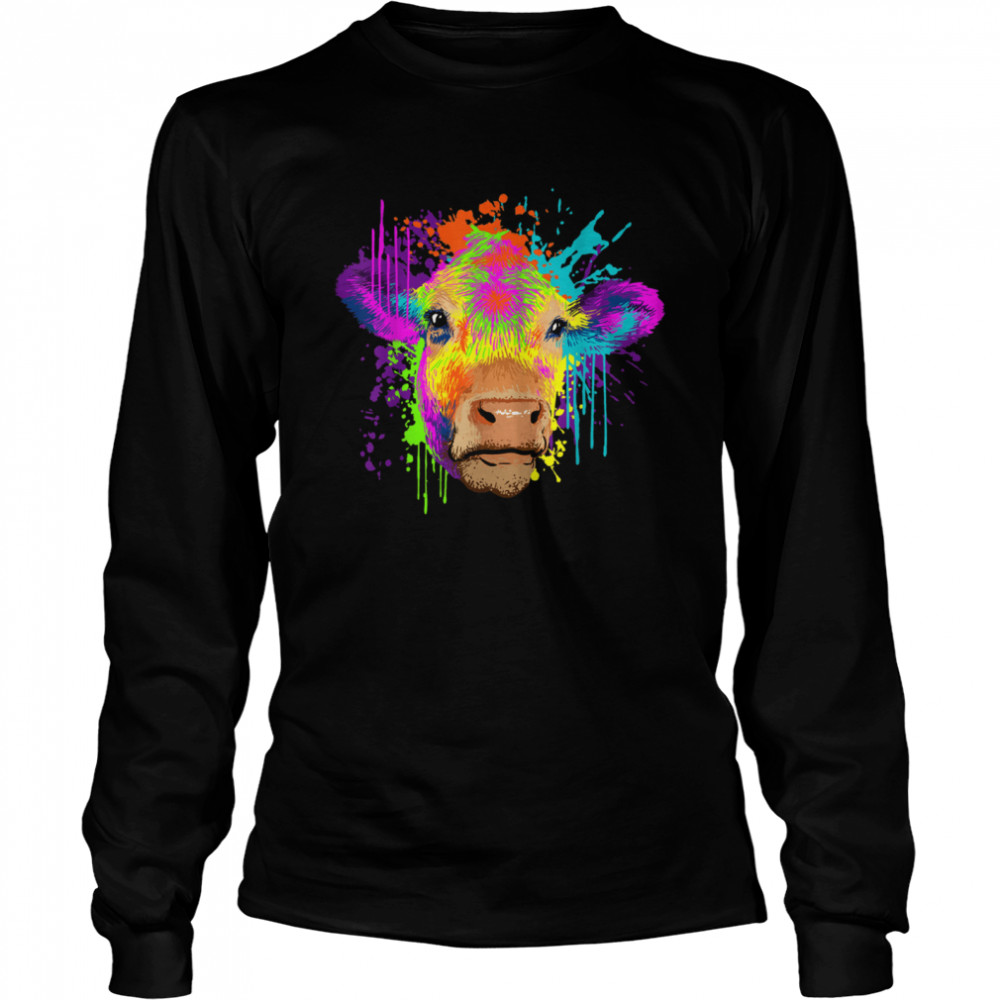 Splash Art Cow Farm Cows  Long Sleeved T-shirt