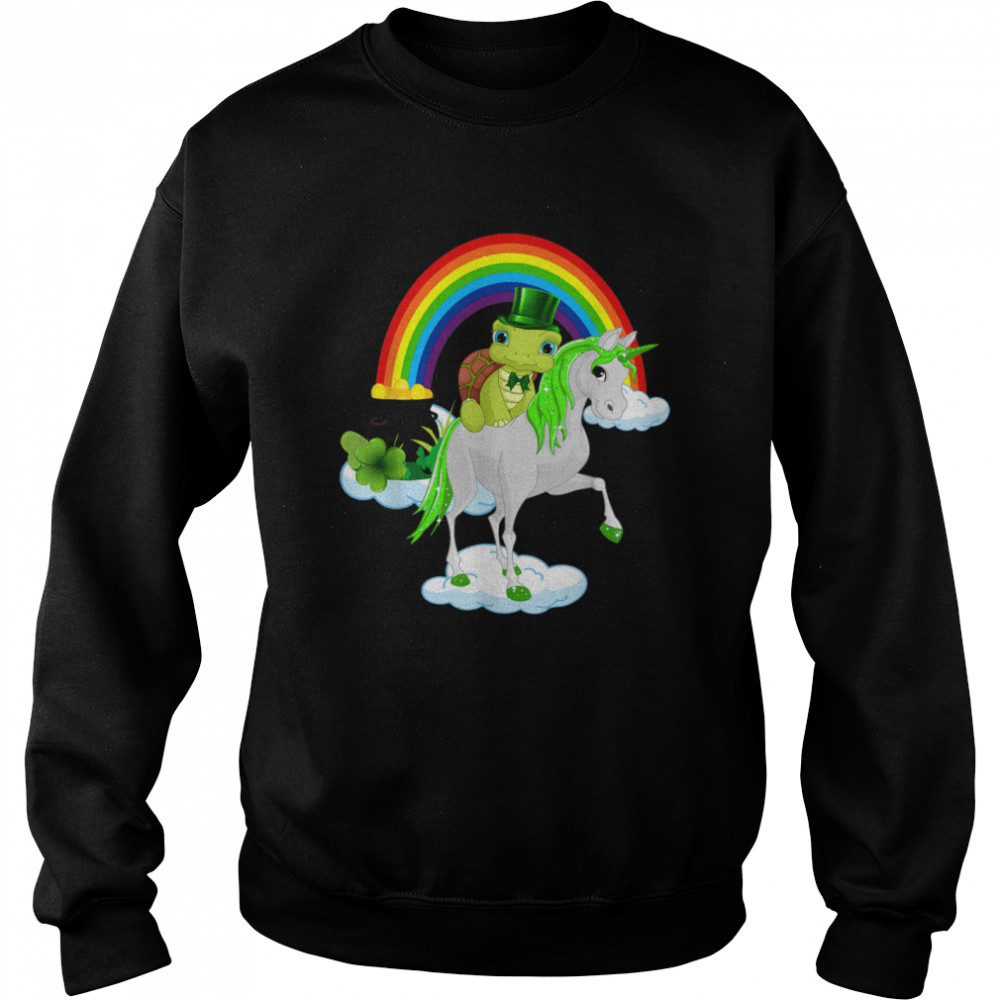 St Patricks Day Turtle Riding Irish Unicorn  Unisex Sweatshirt