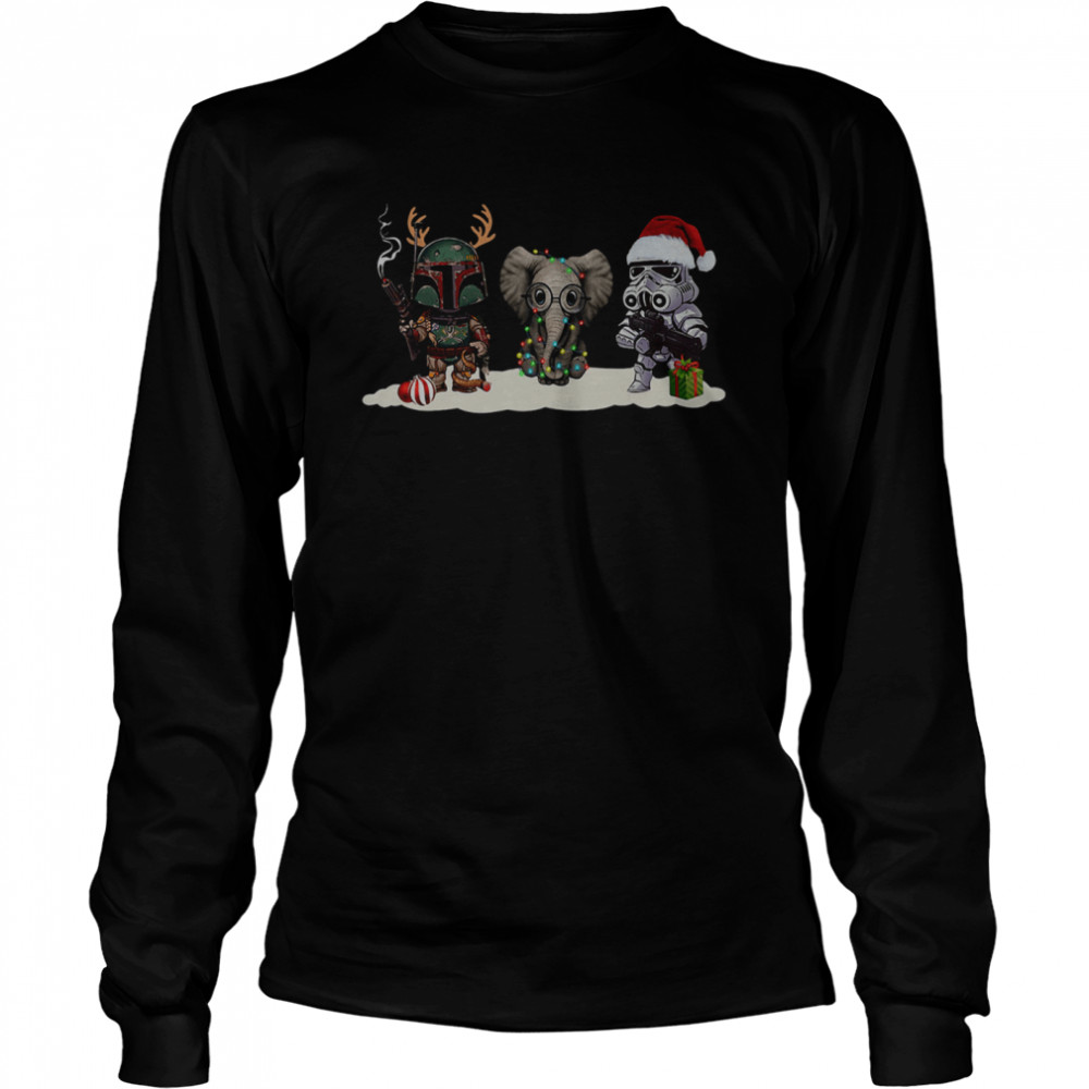 Star War characters and elephant christmas  Long Sleeved T-shirt