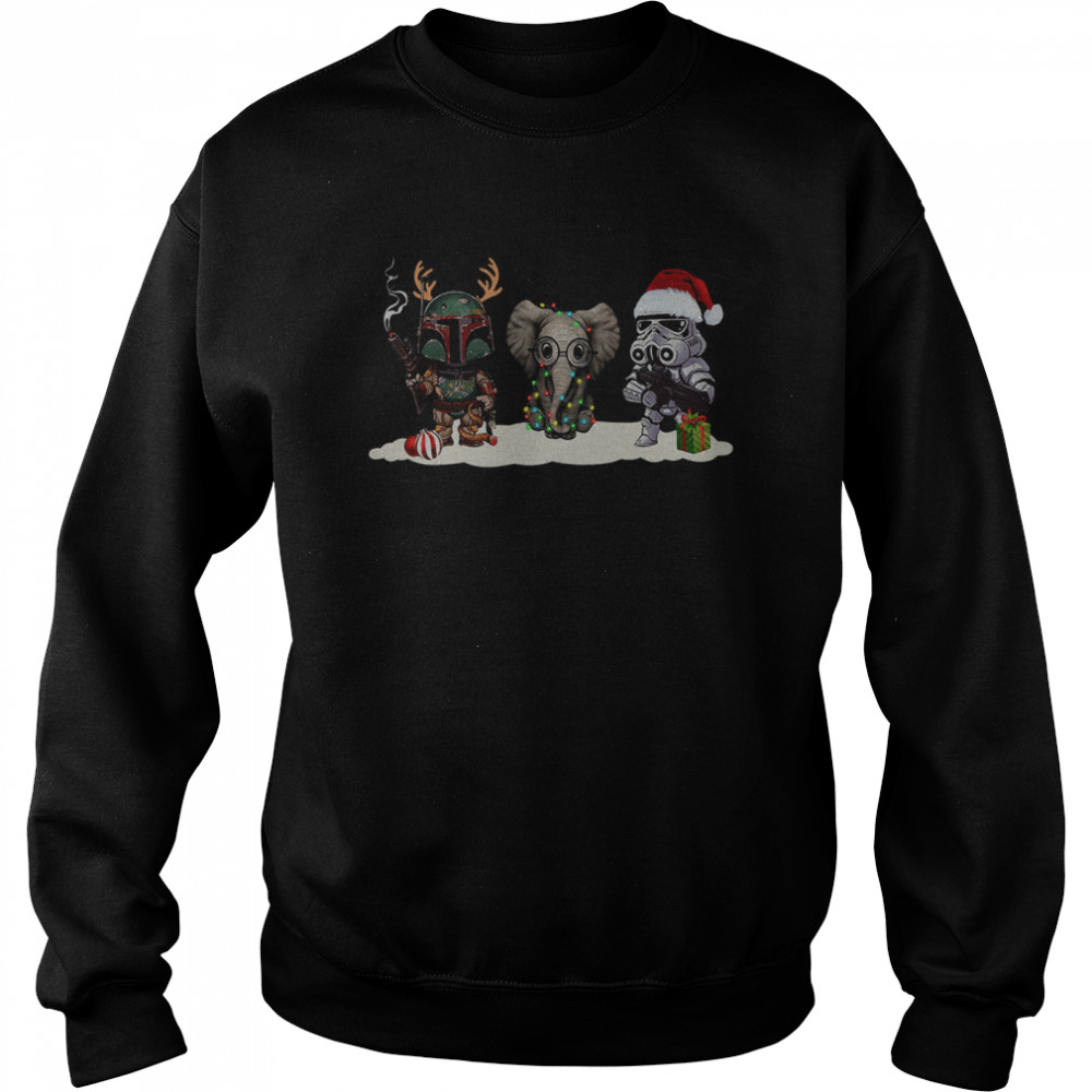 Star War characters and elephant christmas  Unisex Sweatshirt