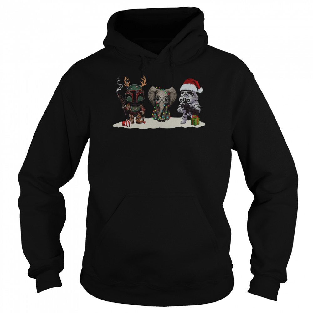 Star War characters and elephant christmas  Unisex Hoodie