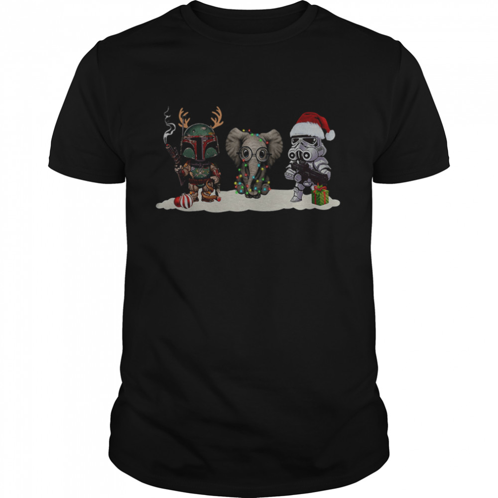 Star War characters and elephant christmas  Classic Men's T-shirt