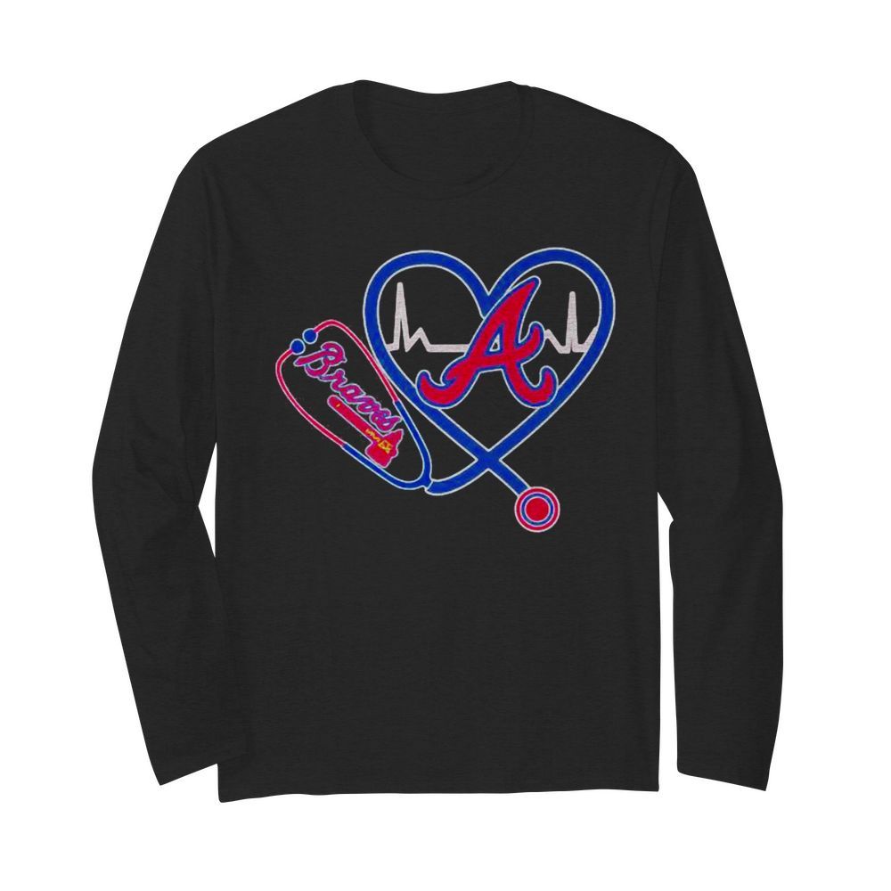 Stethoscope Around Doctor’s Neck Heart Beat Braves Atlanta Football  Long Sleeved T-shirt 