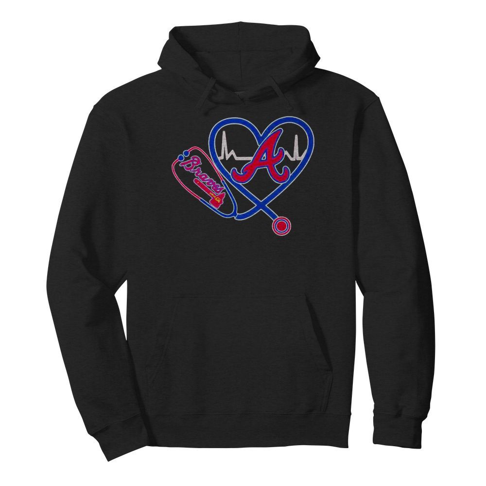 Stethoscope Around Doctor’s Neck Heart Beat Braves Atlanta Football  Unisex Hoodie