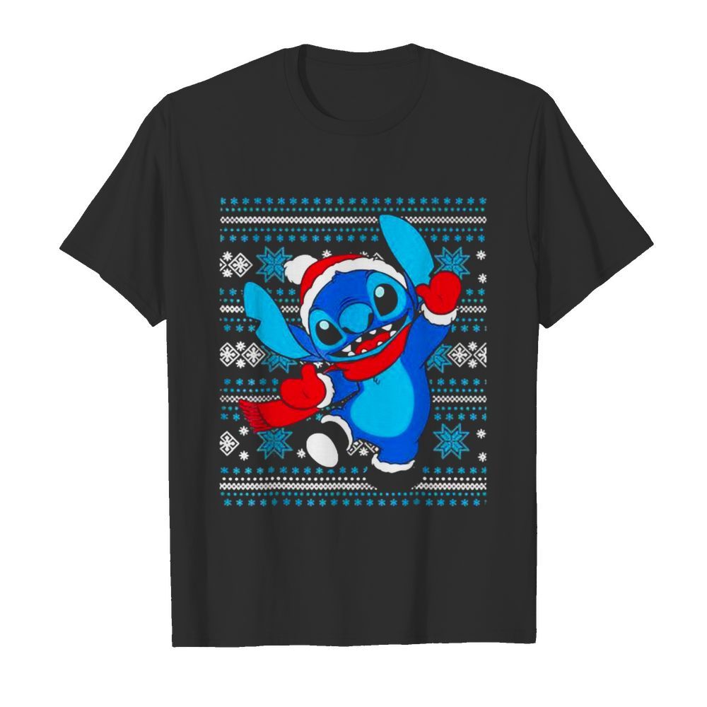 Stitch Wear Pajama Watching Santa Xmas shirt