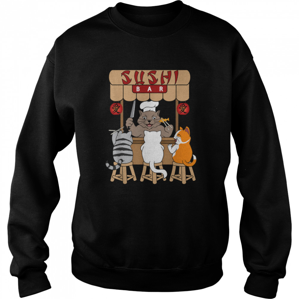 Sushi Bar Foodie Cat Kitten Kitty Asian Japanese Chef  Unisex Sweatshirt