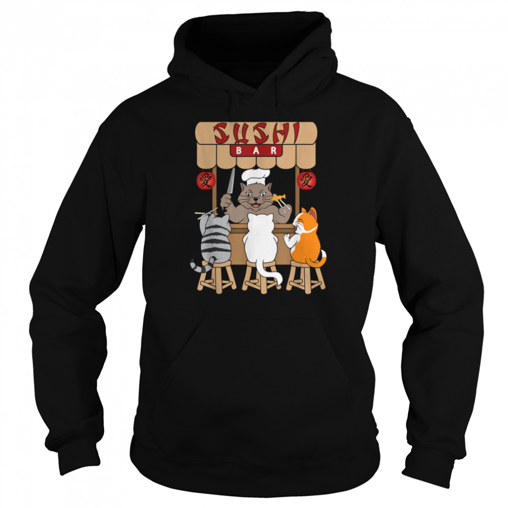 Sushi Bar Foodie Cat Kitten Kitty Asian Japanese Chef  Unisex Hoodie