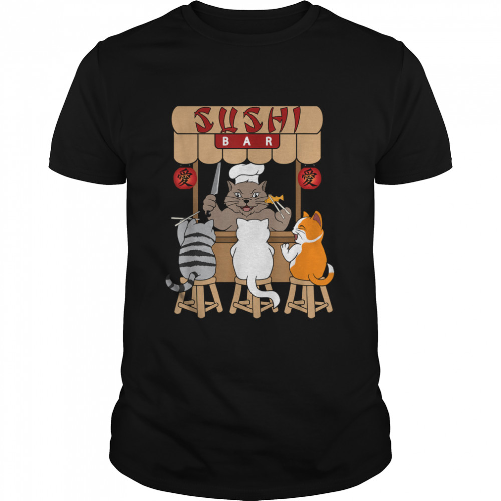 Sushi Bar Foodie Cat Kitten Kitty Asian Japanese Chef  Classic Men's T-shirt