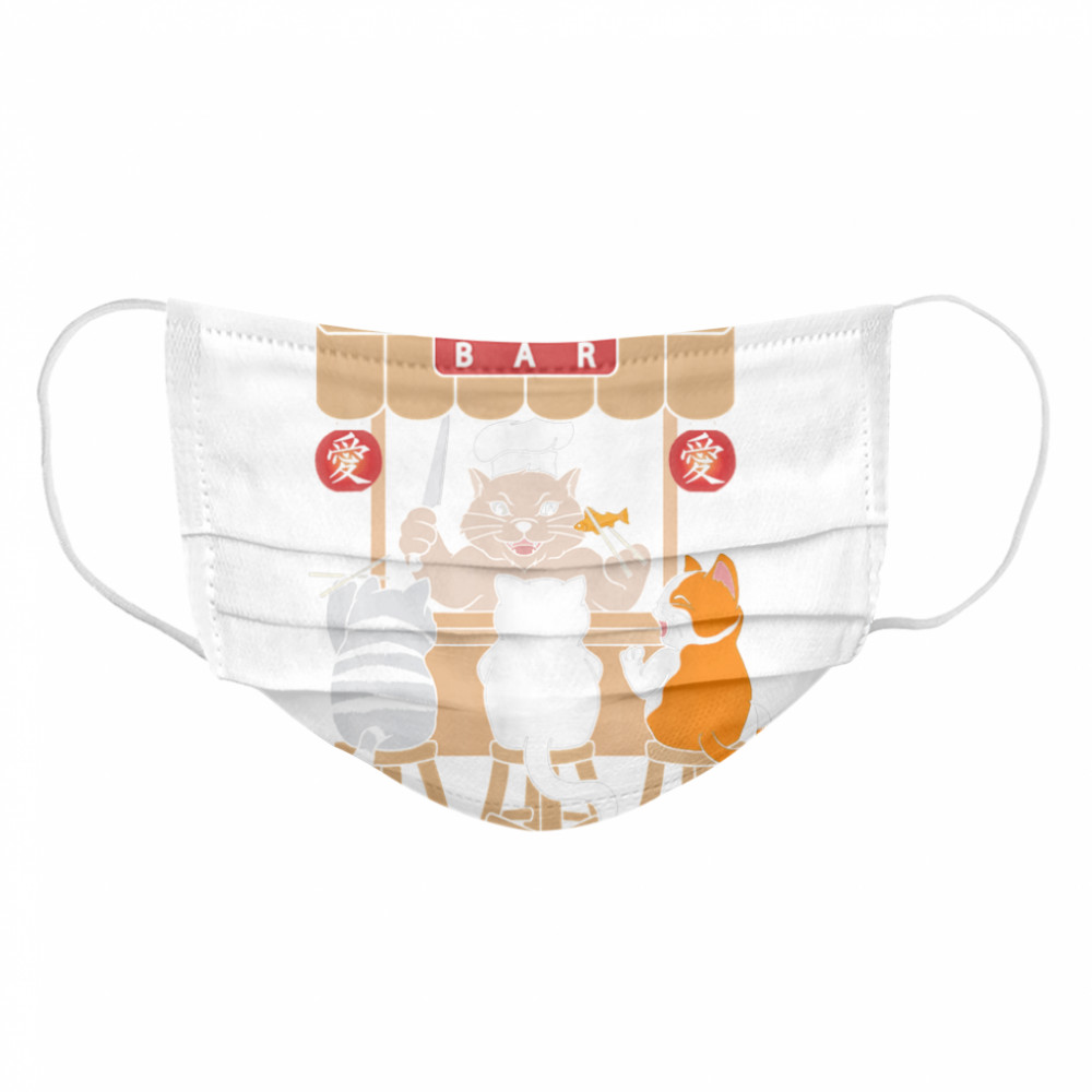 Sushi Bar Foodie Cat Kitten Kitty Asian Japanese Chef  Cloth Face Mask