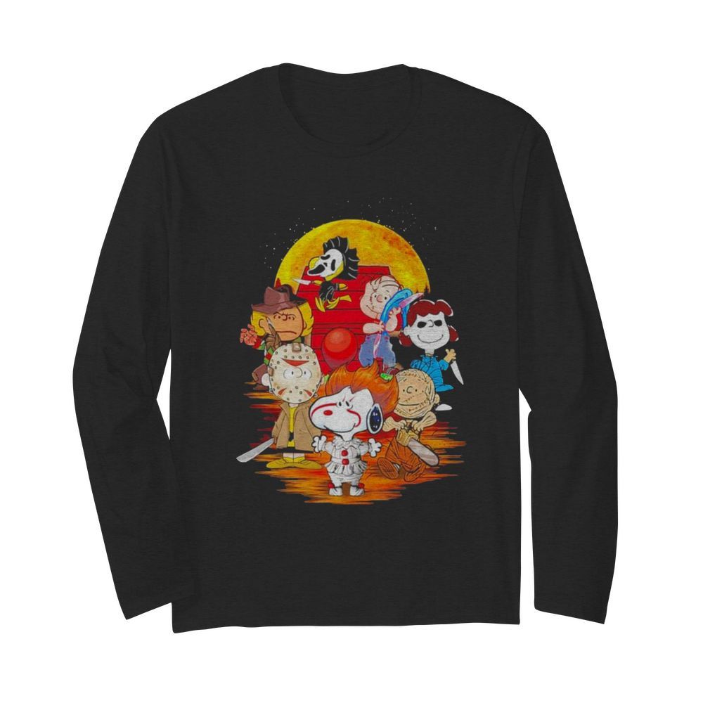 The Peanuts Snoopy And Friends Horror Face On The Moon  Long Sleeved T-shirt 