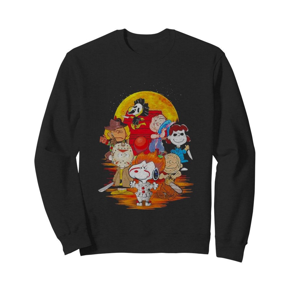 The Peanuts Snoopy And Friends Horror Face On The Moon  Unisex Sweatshirt