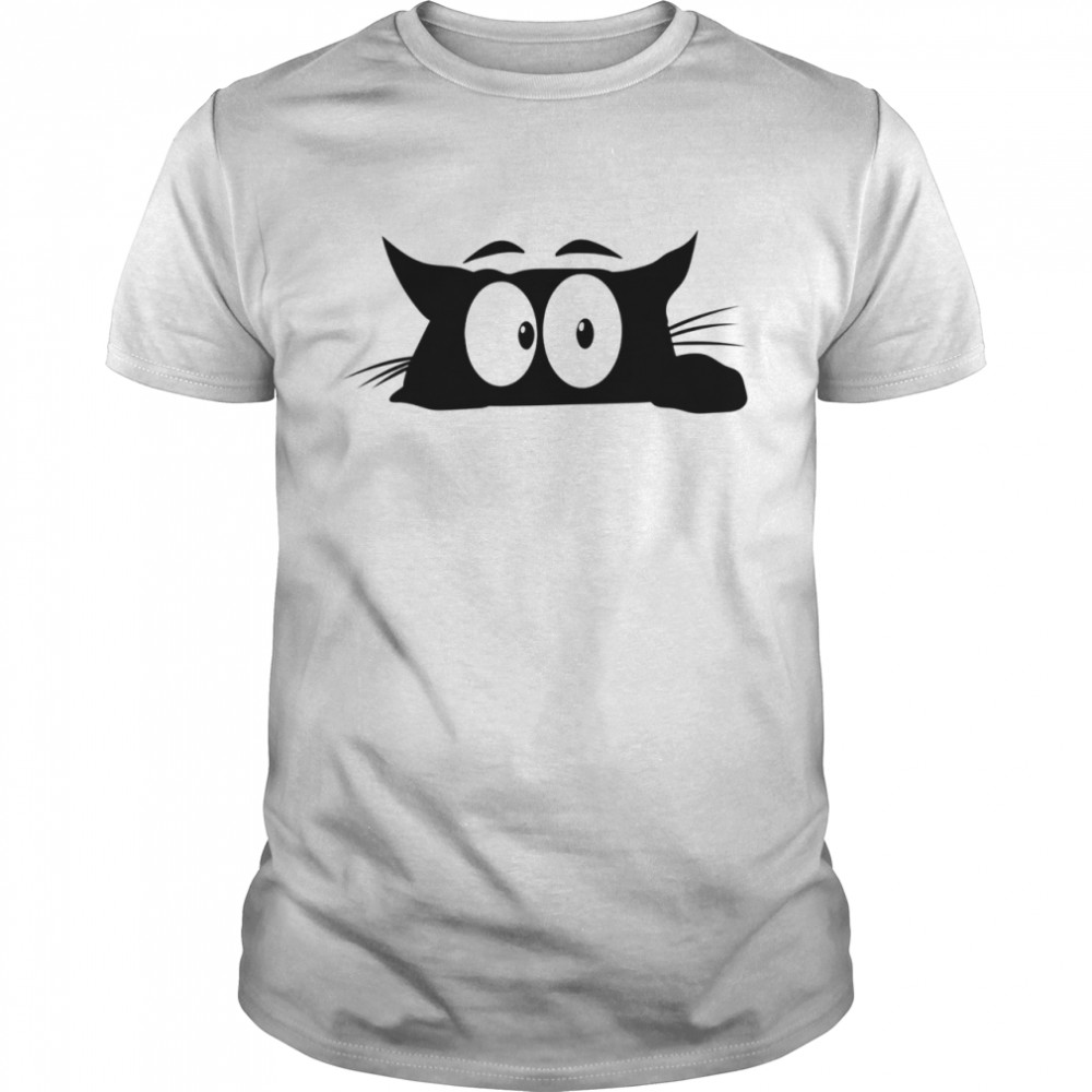 The black cat with white eyes looks bored shirt