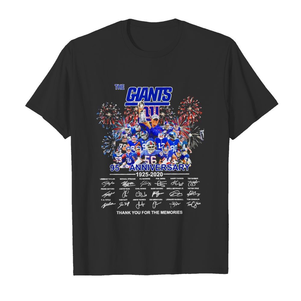 The giants 95 anniversary 1925 2020 thank you for the memories new year 2021 shirt