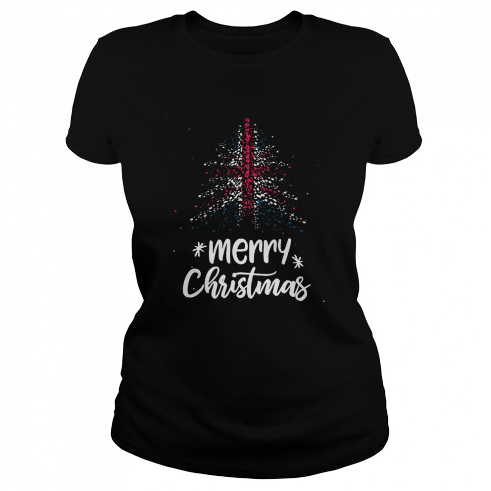 Tree England Flag Merry Christmas  Classic Women's T-shirt