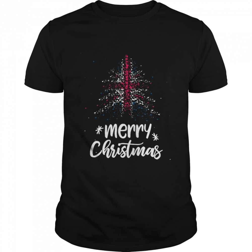 Tree England Flag Merry Christmas shirt