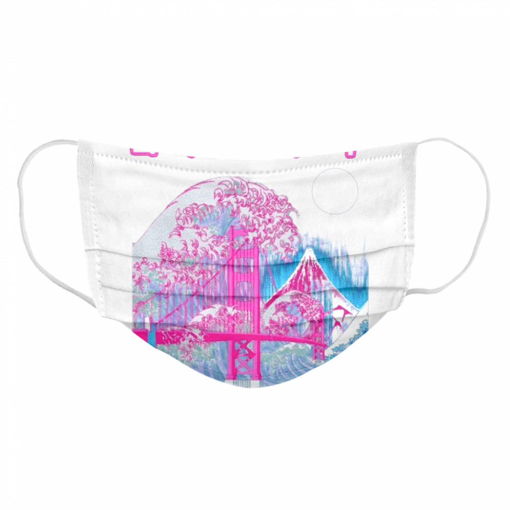 Vaporwave Glitch Aesthetic Japan Golden Gate Bridge Mt. Fuji  Cloth Face Mask