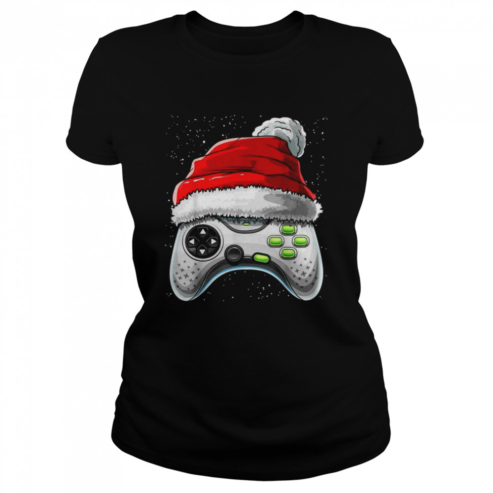 Video Game Controller Santa Hat Christmas  Classic Women's T-shirt