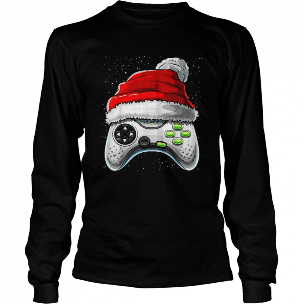 Video Game Controller Santa Hat Christmas  Long Sleeved T-shirt