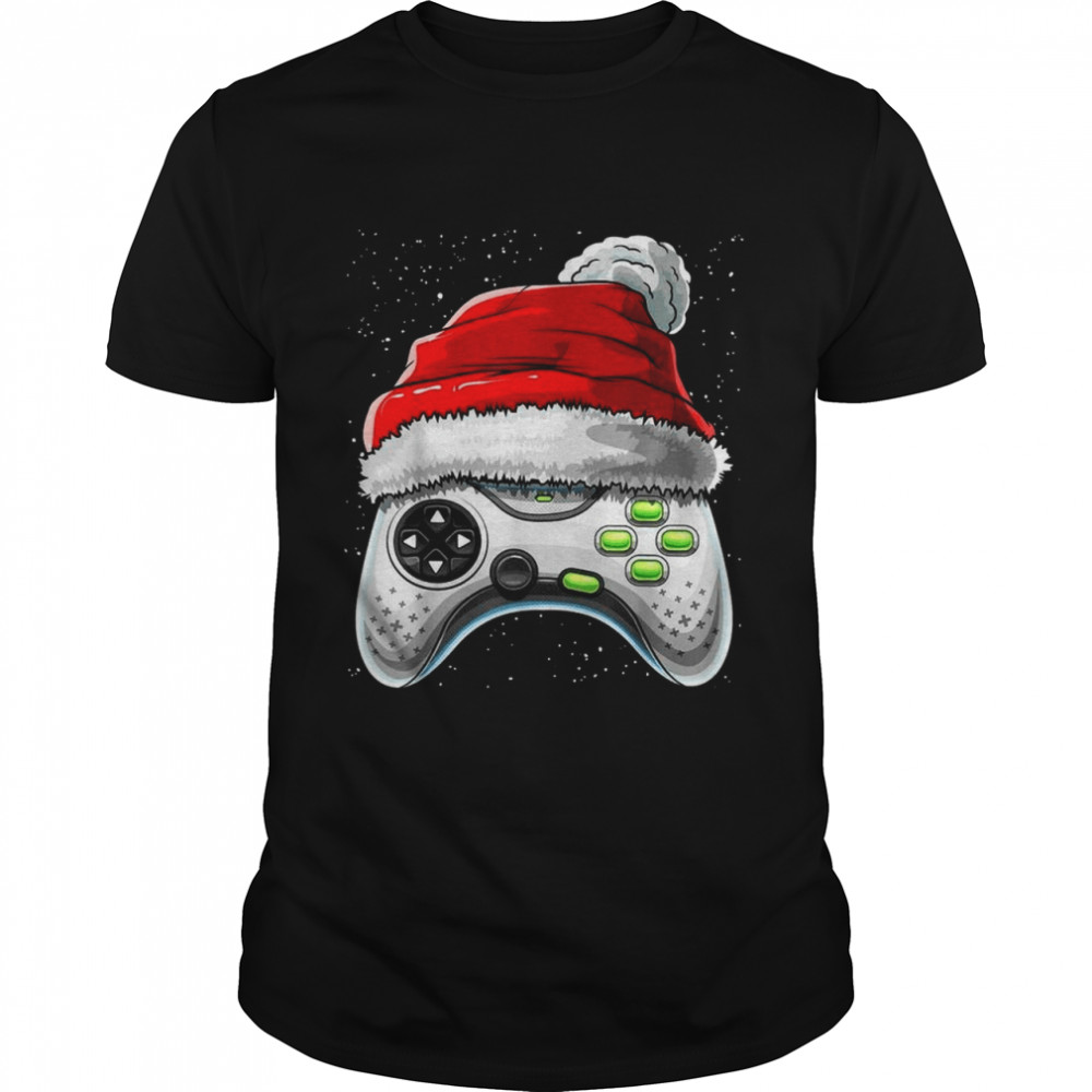 Video Game Controller Santa Hat Christmas  Classic Men's T-shirt