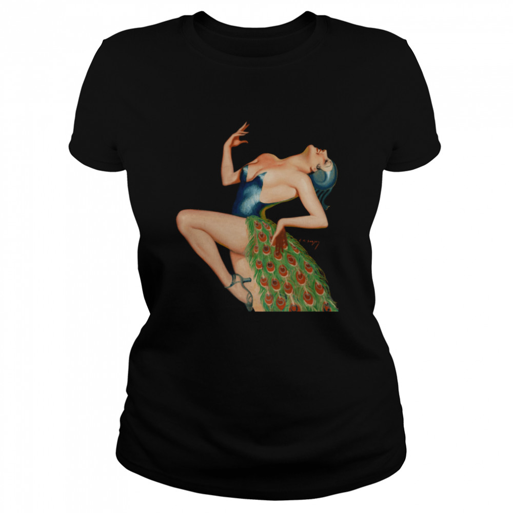 Vintage Peacock Pin Up Girls Classic Sexy Retro Pinup Girl  Classic Women's T-shirt