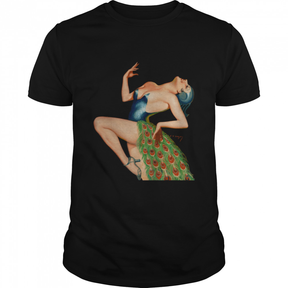 Vintage Peacock Pin Up Girls Classic Sexy Retro Pinup Girl  Classic Men's T-shirt