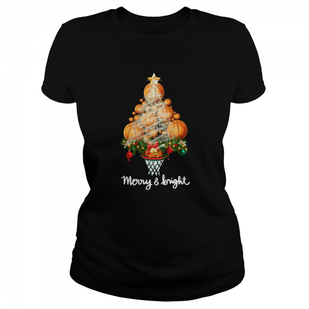 Volleyball Merry And Bright Christmas Tree  Classic Women's T-shirt