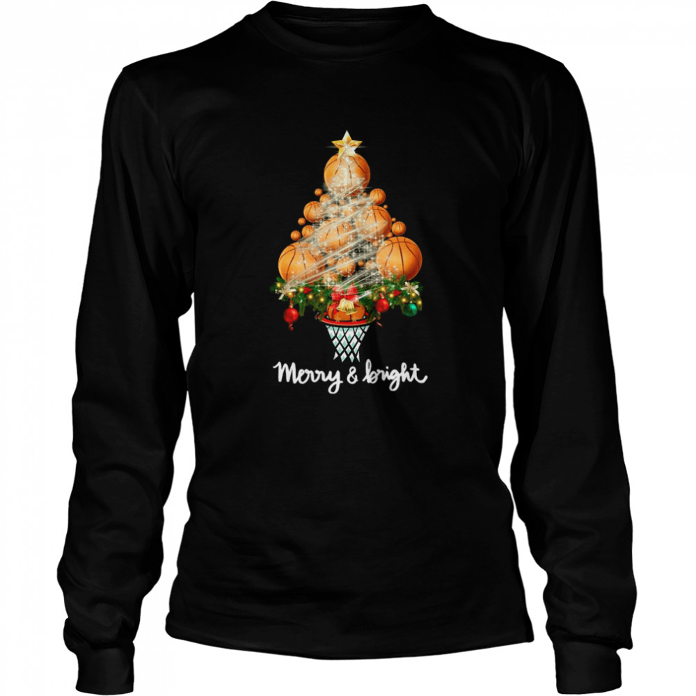 Volleyball Merry And Bright Christmas Tree  Long Sleeved T-shirt