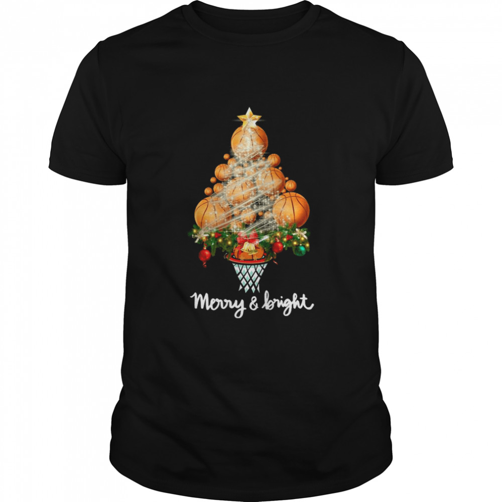 Volleyball Merry And Bright Christmas Tree  Classic Men's T-shirt