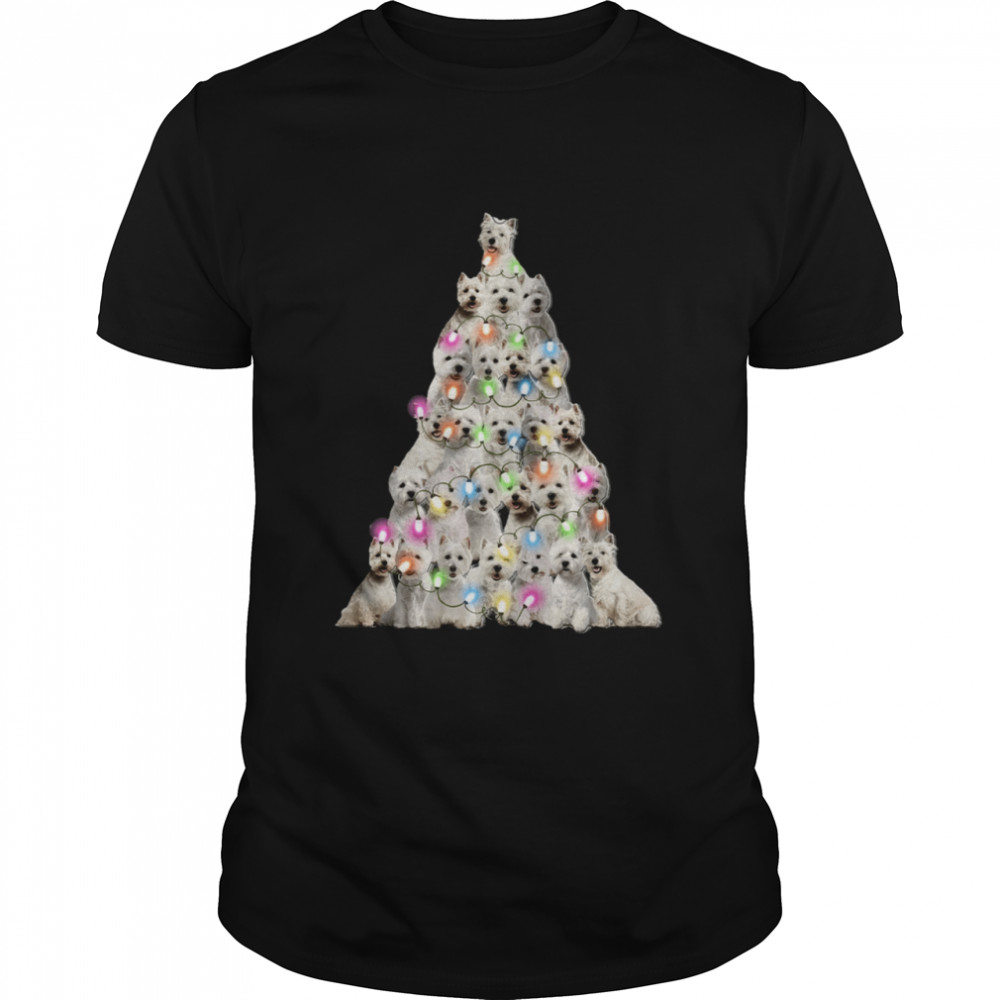 West highland white Terrier lights Christmas tree shirt