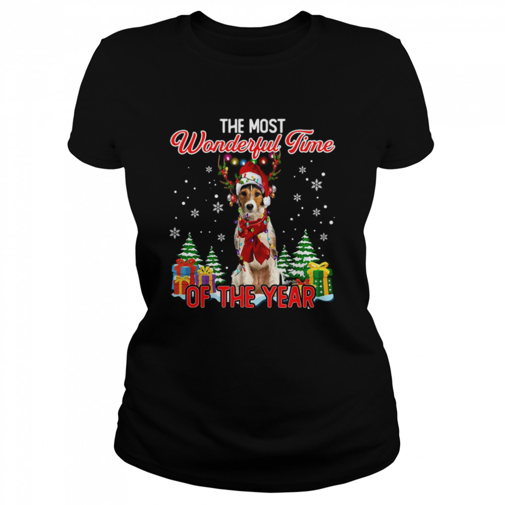 Wire Fox Terrier The Most Wonderful Time Of The Year Christmas  Classic Women's T-shirt