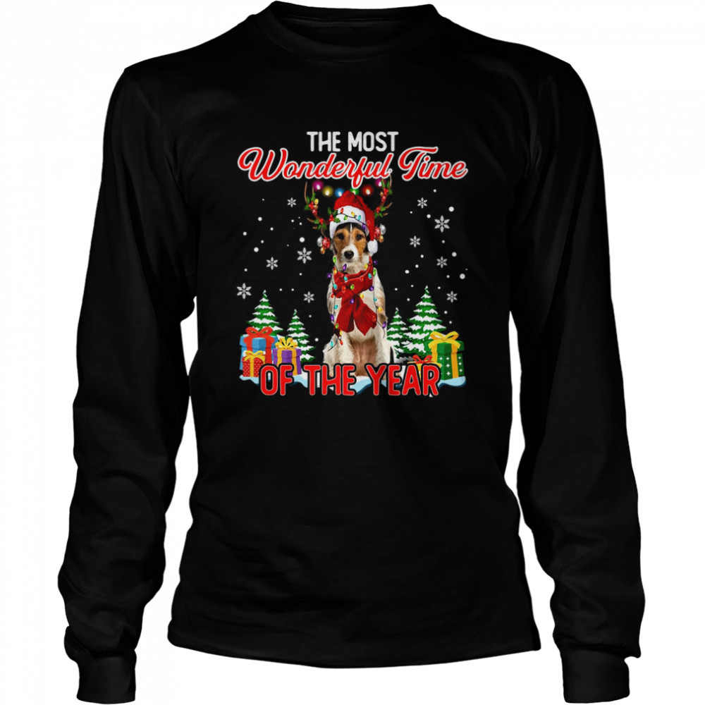 Wire Fox Terrier The Most Wonderful Time Of The Year Christmas  Long Sleeved T-shirt