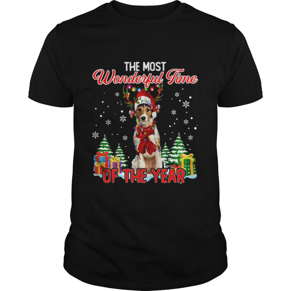 Wire Fox Terrier The Most Wonderful Time Of The Year Christmas  Classic Men's T-shirt