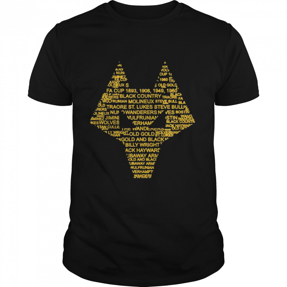 Wolverhampton England Gift Wolves Black Gold Word Cloud shirt