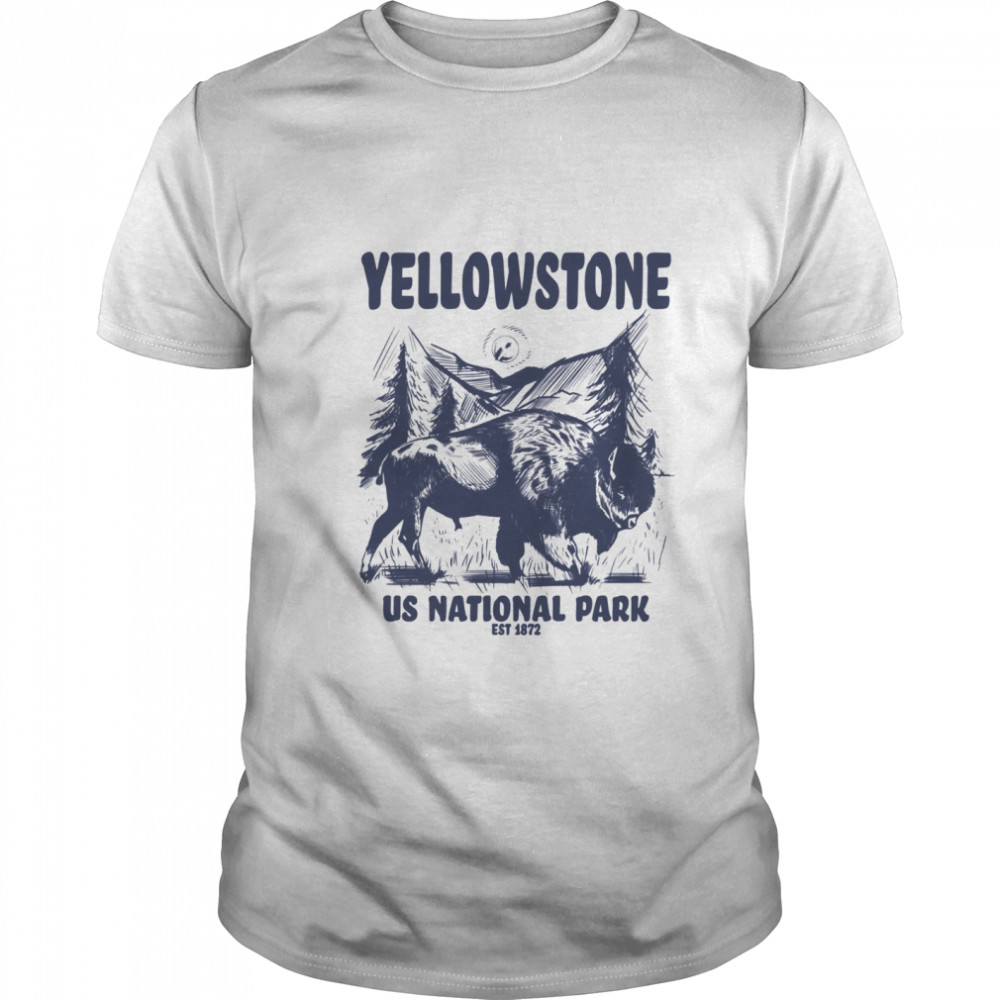 Yellowstone US National Park 1872 Bison Mountain Landscape shirt