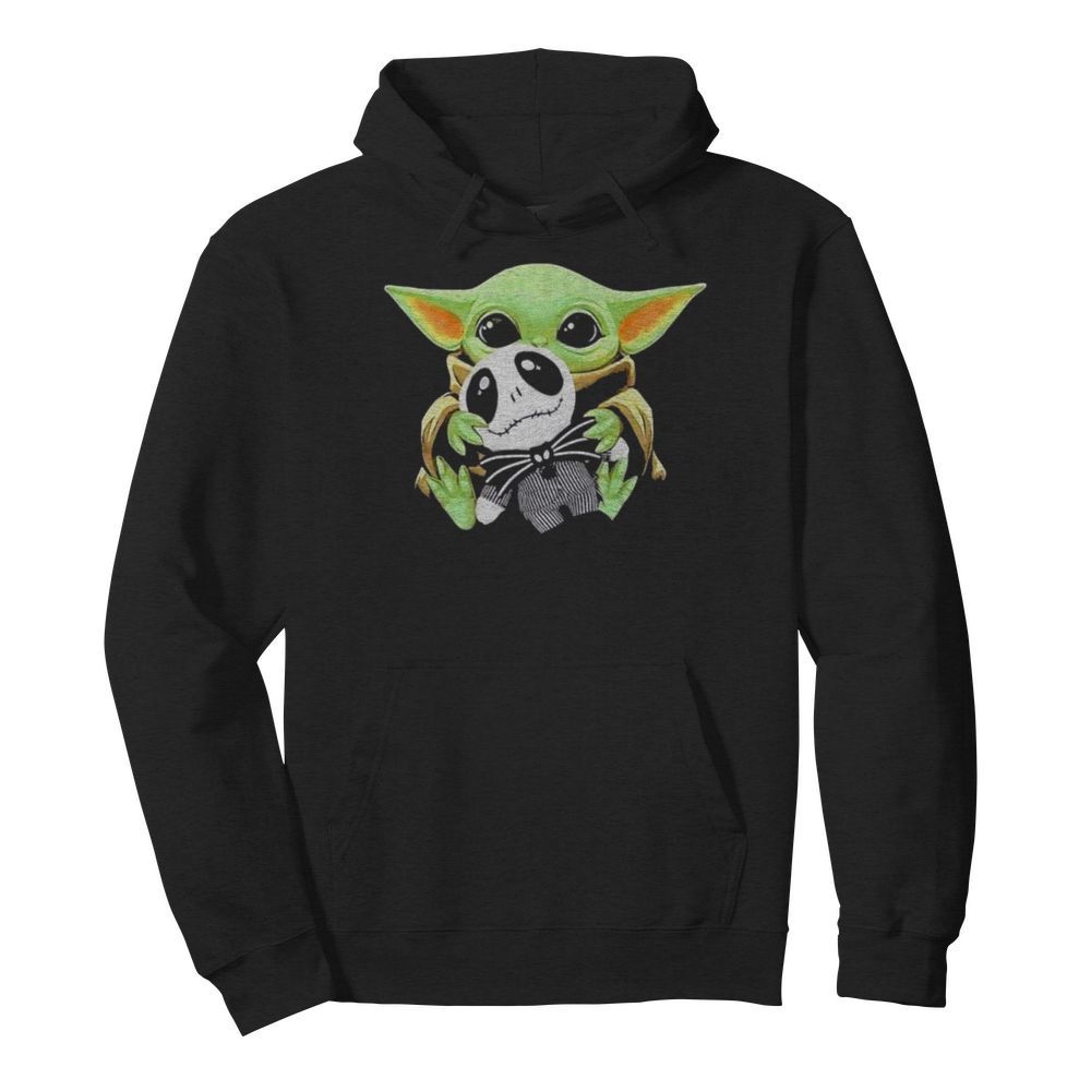 baby Yoda hug Jack Skellington t Unisex Hoodie