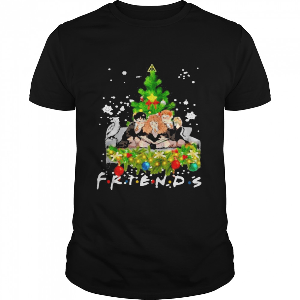 friends harry potter hermione and ron weasley christmas tree shirt