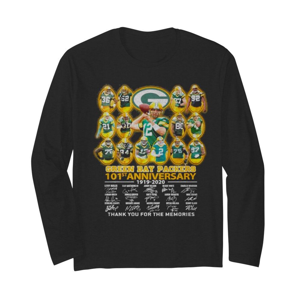 green bay packers 101st anniversary 1919 2020 signatures  Long Sleeved T-shirt 