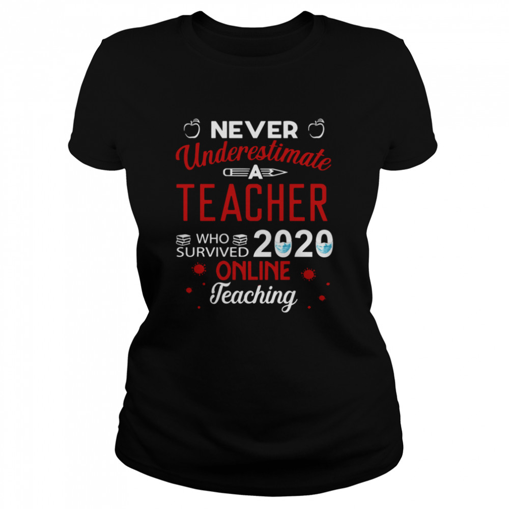 never underestimate a Teacher who survived 2020 face mask online teaching  Classic Women's T-shirt