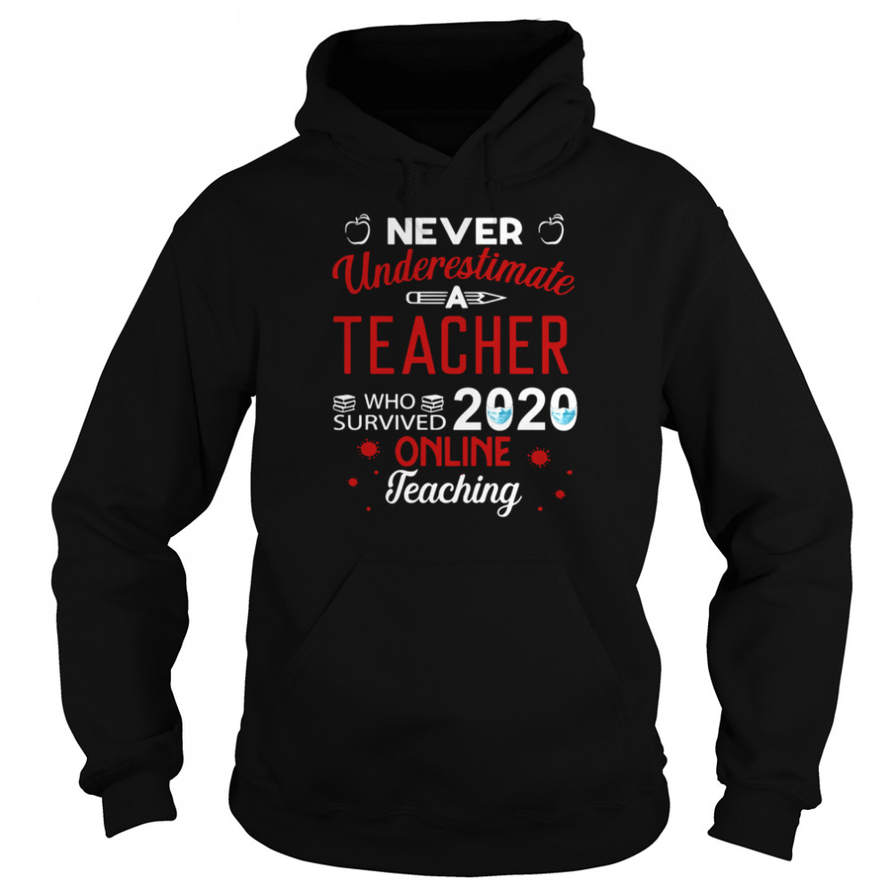 never underestimate a Teacher who survived 2020 face mask online teaching  Unisex Hoodie