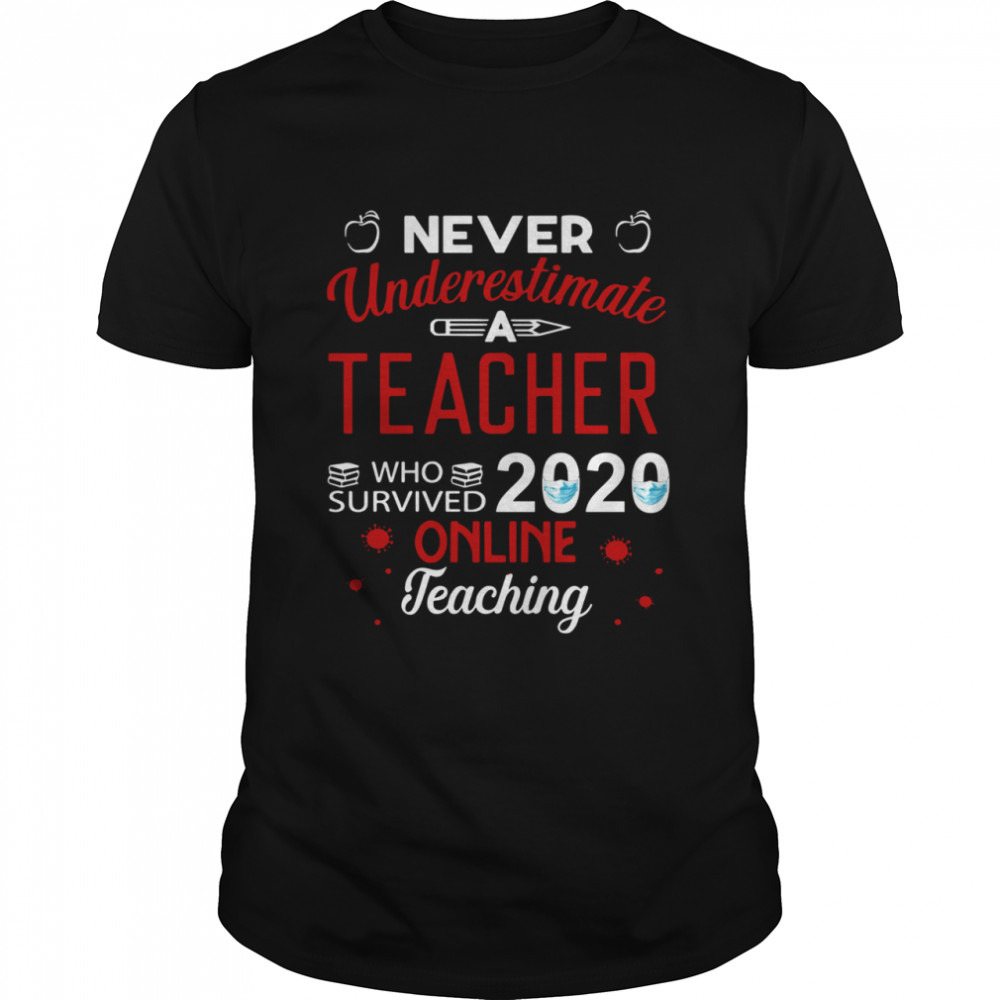 never underestimate a Teacher who survived 2020 face mask online teaching  Classic Men's T-shirt