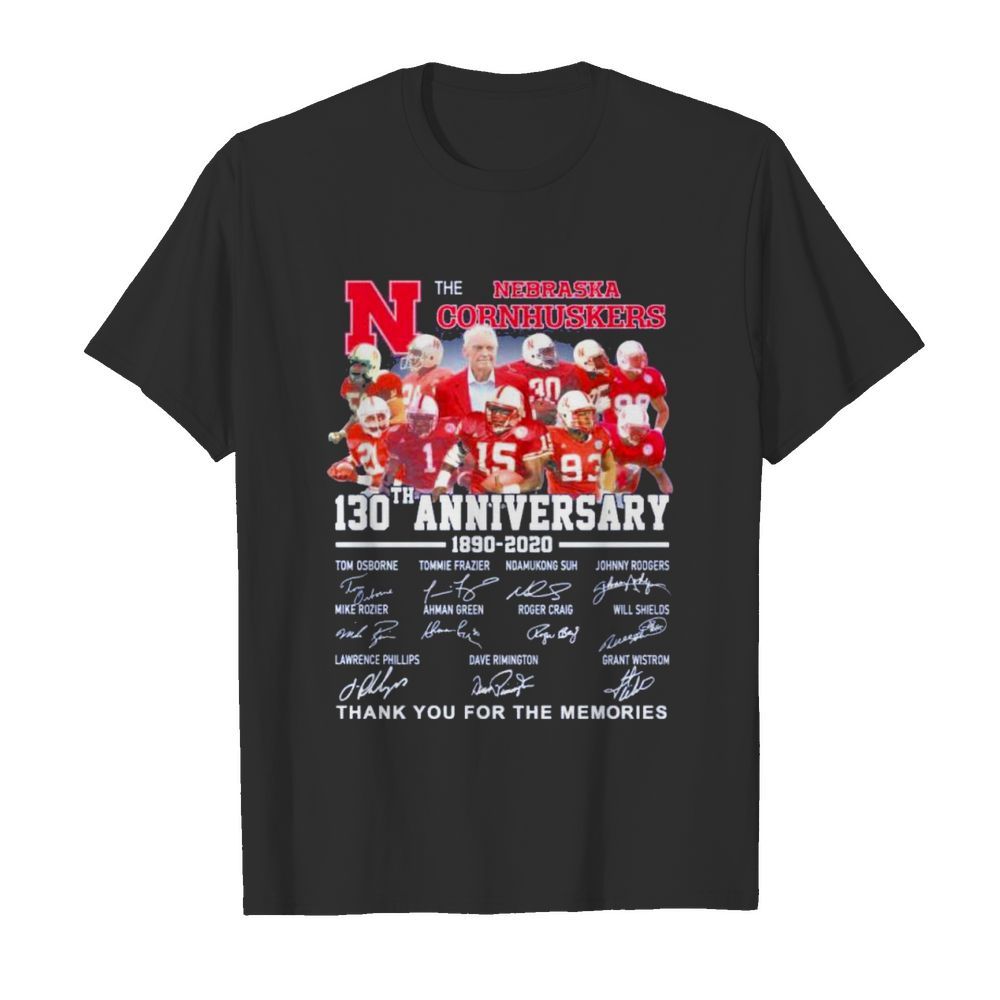 official the nebraska cornhuskers 130th anniversary 1890 2020 signature thank you for the memories shirt