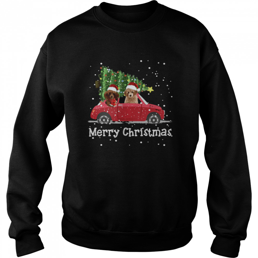 oodle Red Car Truck Christmas Tree Santa Xmas Dog Merry Christmas Poodle Dog  Unisex Sweatshirt