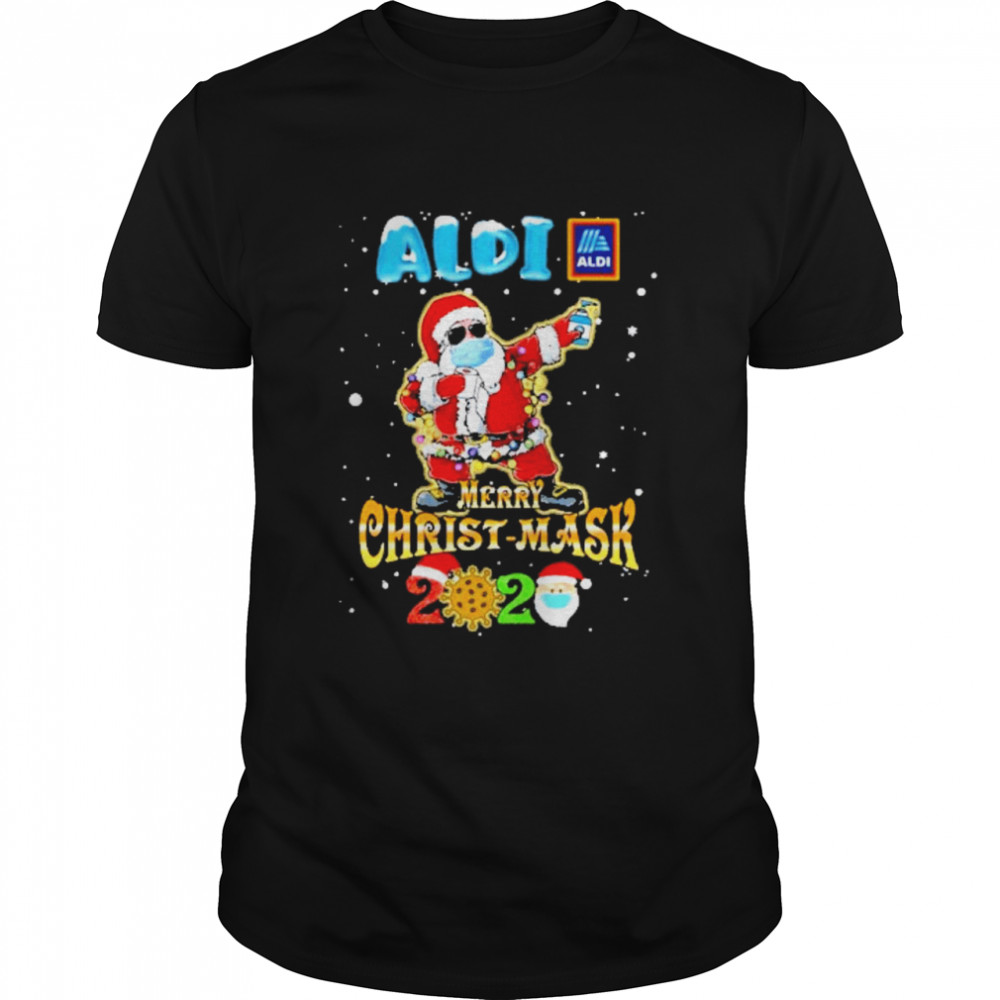 santa claus dabbing aldi merry christmas mask 2020 covid19 shirt