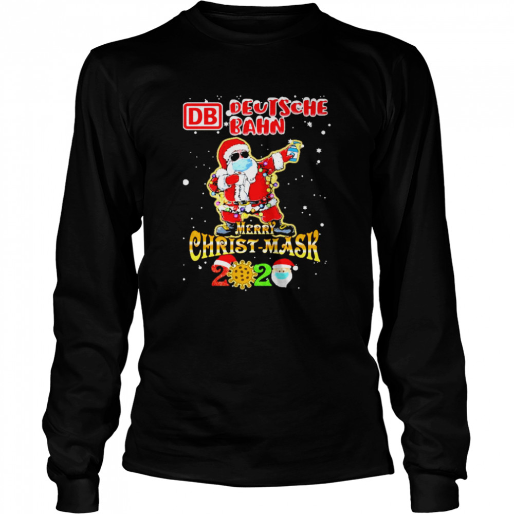 santa claus dabbing bd deutsche bank merry christmas mask 2020 covid19  Long Sleeved T-shirt