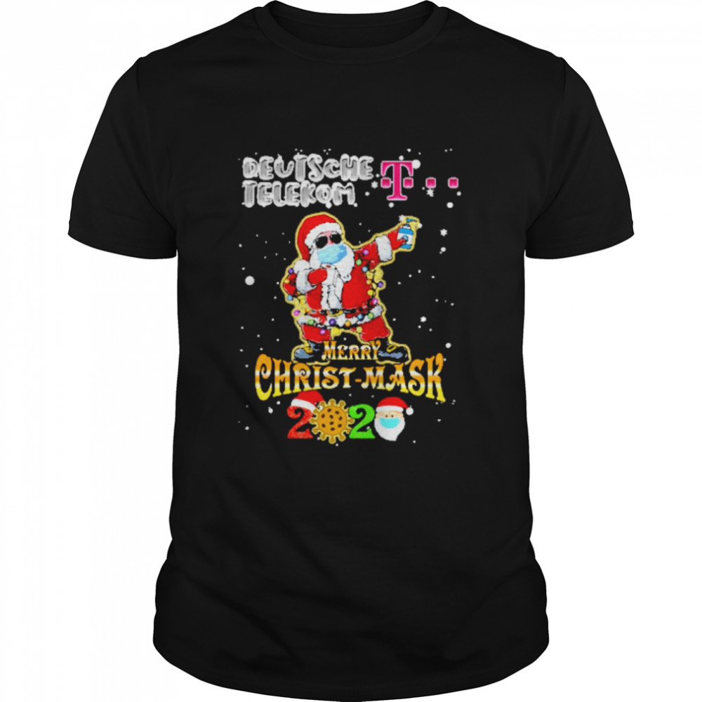 santa claus dabbing deutsche telekom merry christmas mask 2020 covid19 shirt